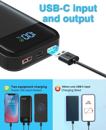 Power Bank 27000mAh 22.5W PD3.0 QC4.0 USB-C: Зовнішній акумулятор для смартфонів, планшетів та інших пристроїв з LCD дисплеєм