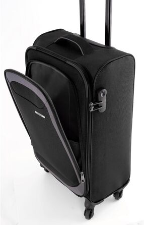 Чемодан NOWI Korfu Weichschaen Troey – середній, тканинний, 50 літрів, 4 колеса та кишеня | Легкий дорожній чемодан для жінок та чоловіків (XL, чорний)