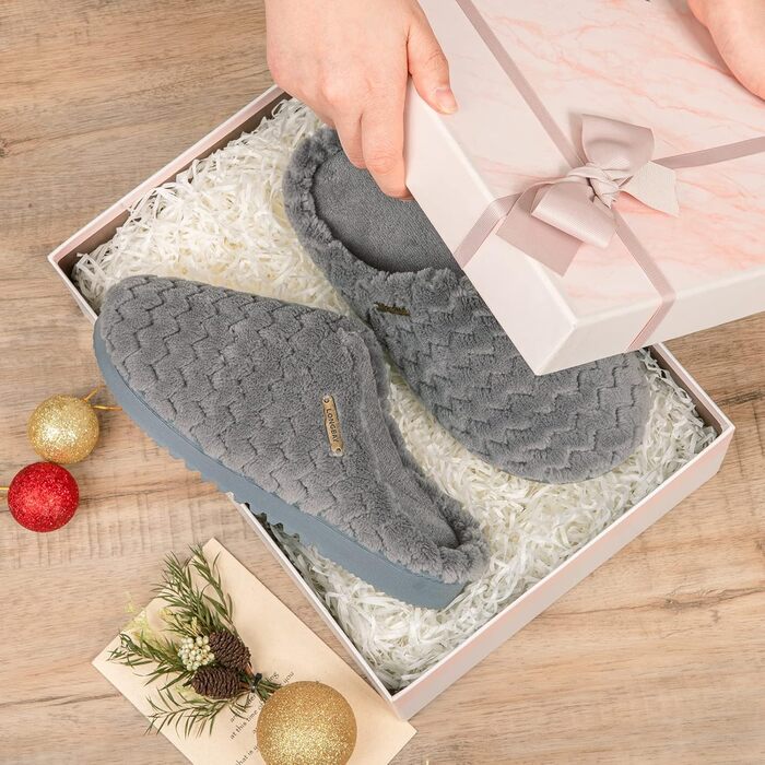 Жіночі халапи LongBay з піною Memory Foam та плюшем, антиковзкі, 38/39 EU, сірі