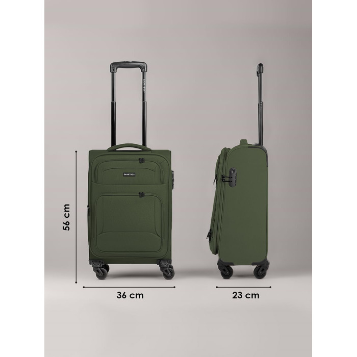 Набір валізак SMARTBOX 3 шт. для жінок та чоловіків | Легкі та стабільні валізи-ролики, якісний softcase, 4 колеса та кодовий замок | Розширювані | Колір: Slate-green, Розмір: S (56 см)