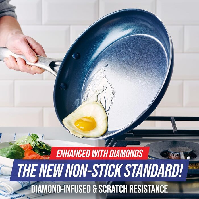 Набір сковорідок Blue Diamond Cookware Diamant, 2 шт. (24 см, 28 см), керамічне антипригарне покриття, без PFAS, для всіх типів плит (крім індукційних)