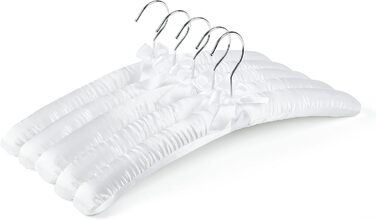 Amber Home 10-Piece 43cm White Satin Clothes Hangers, Soft Silk Hangers for T-Shirt, Shirt, Coat, Dress, Tank Top, Wedding Dress, Sweater with Swivel Hook