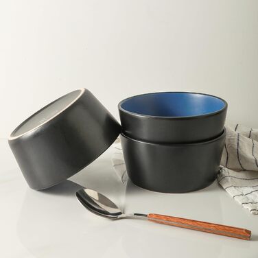 Набір посуду Stone Lain Albie Steinzeug 16 шт. (32 шт. на 8 осіб) – сучасний сервіз, рожевий, синій, чорний