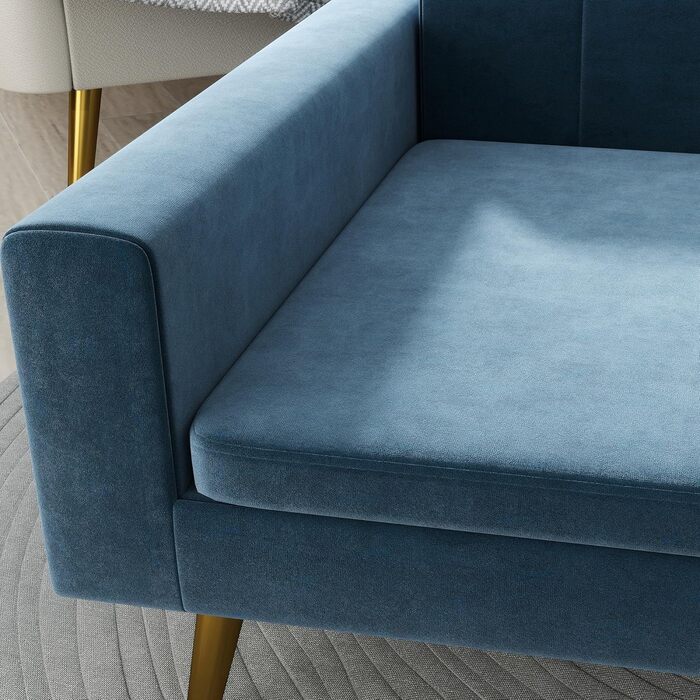 PawHut Софа для собак, лежанка для собак, м'яка з велюру, 94 x 59,5 x 31,5 см, скандинавський дизайн, на ніжках, з подушкою, нержавіюча сталь, блакитна