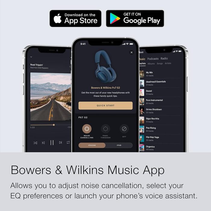 Навушники Bowers & Wilkins PX7 S2 Bluetooth з активним шумозаглушенням, бездротові, Qualcomm aptX™ Adaptive, швидка зарядка, 30 годин роботи, 6 мікрофонів
