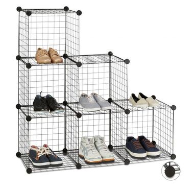 Relaxdays Wire Grid Shelf System with 6 Compartments