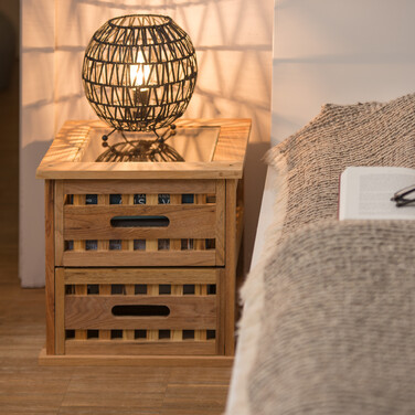 Relaxdays Walnut Bedside Table with 2 Drawers