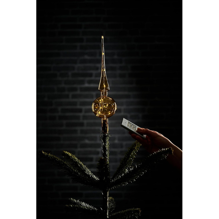 Lumix® LED Wireless Christmas Tree Topper Amber 29cm Hand-Blown Glass with LED Light Chain 1 Piece 76031