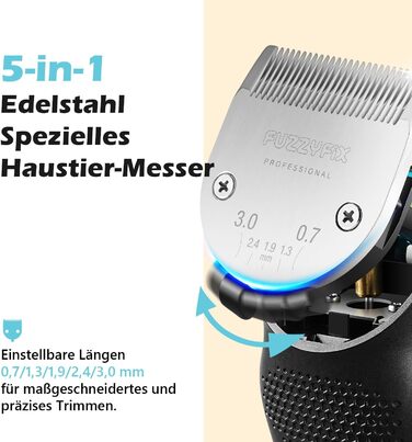 Машинка для стрижки собак Leise з LED-підсвіткою, 2 швидкості, для догляду за обличчям, вухами, лапами, блакитна