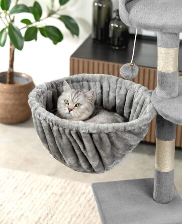 Крісло-гніздо для кота з м'якого плюшу на котячий будиночок, Ø 40 см, глибина 25 см, зручне ліжко для будь-якого котячого будиночка з різьбленням M8, міцний металевий каркас для котів будь-якого розміру, світло-сірий