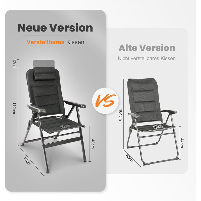 Крісло для кемпінгу Homecall складне, 150 кг, для саду, балкону, риболовлі, чорне. Регульована спинка, з підлокітниками.