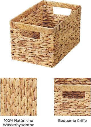 StorageWorks Woven Water Gourd Storage Baskets, 2-Pack - Rectangular Storage Baskets Woven from Water Gourd, 33x21x18cm - Water Gourd Storage Basket with Double Handle for Gifts, Shelf Basket