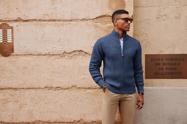 Кардиган чоловічий PJ PAUL JONES з блискавкою та стійким коміром, темно-синій (XL)