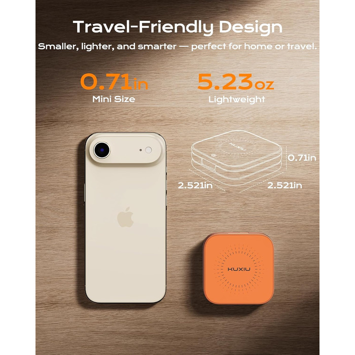 Бездротова зарядна станція KU XIU X40 Turbo Qi2.2 25W 3-в-1 для iPhone 17/16/15/14/13/12, Apple Watch та AirPods, алюмінієва, з адаптером GaN 45W (Космічний Помаранчевий)
