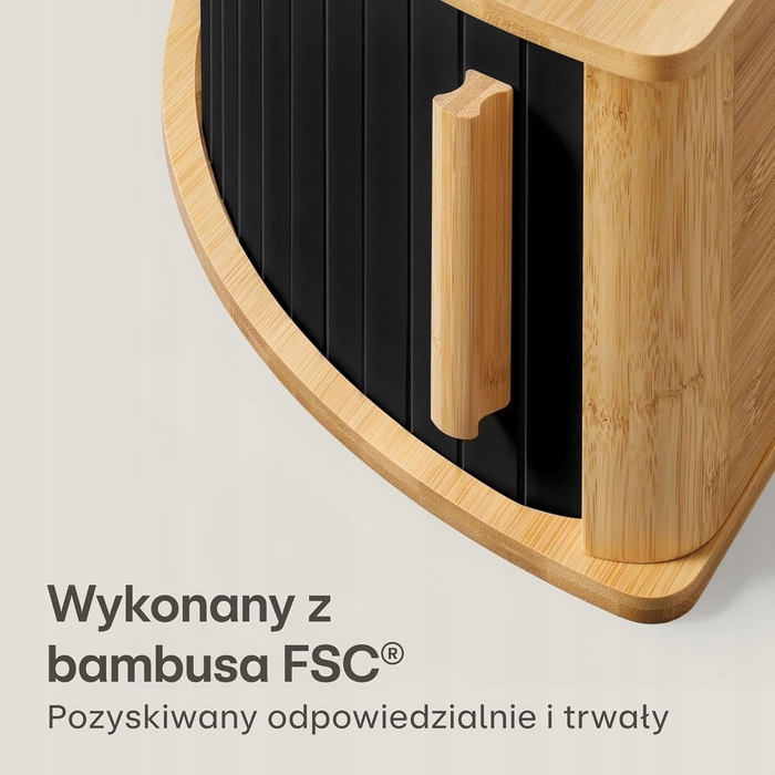 Кутовий бамбуковий хлібник з розсувними дверцятами, чорний