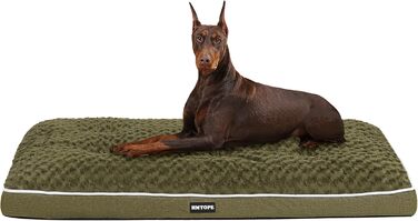 Ортопедичне ліжко для собак, килимок для собак з двоярусною конструкцією, миється, знімний кошик, 90 см для собак маленьких та середніх порід (120 x 74 x 12 см, оливковий)