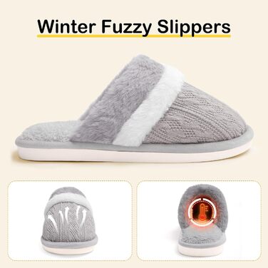 Тапочки жіночі Xnova, плюшеві, м'які, з пам'яттю, антиковзкі, теплі зимові, сірі, 44/45 EU