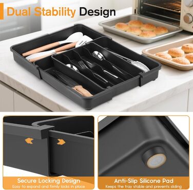 Органайзер для столових приборів розширюваний, для шухляд, 4-7 секцій - ідеальне зберігання в кухні