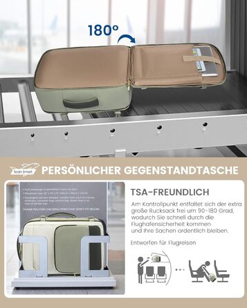 LOVEVOOK Рюкзак ручної поклажі, 17.3 дюйма, водонепроникний, 40L, для подорожей та бізнесу, рюкзак для жінок - Оливковий, Бежевий