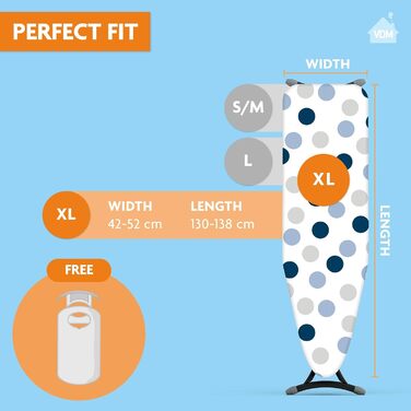 Чохол для дивана Bügetischbezug Cassic: 2 шт., 3 мм піна, розмір 38-45 см (ширина) x 120-125 см (довжина), універсальний, Dots, XL