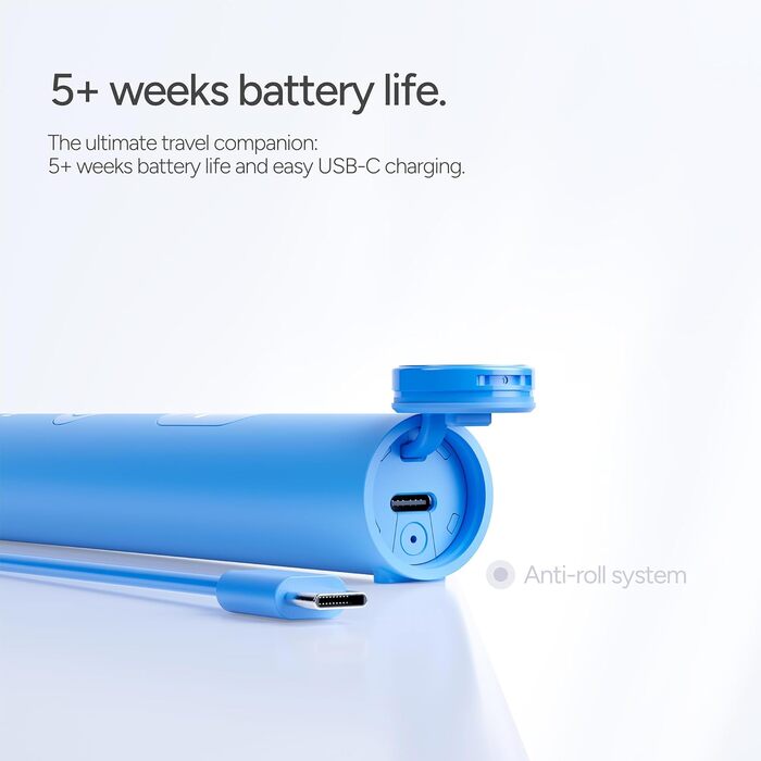 Електрична зубна щітка Ordo Sonic Lite Sky Blue: 35 000 імпульсів/хв, 2 режими, до 5 тижнів роботи, Smart-таймер, водонепроникна, USB-C