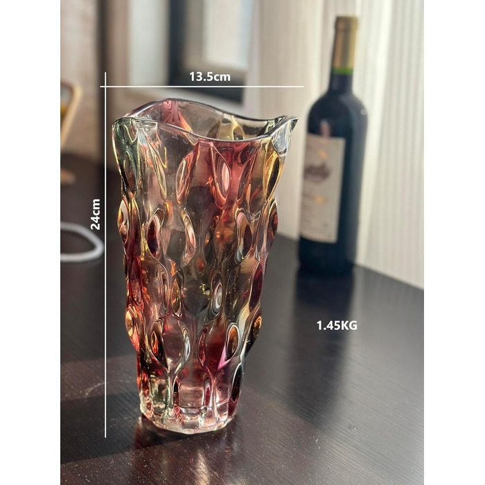 Велика скляна ваза для квітів, декор, подарунок для жінки, сучасний дизайн, ваза для мами