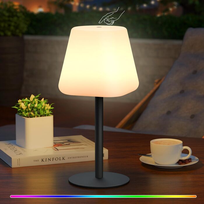 MALUX LED Акумуляторна Настільна Лампа, Бездротова, 8 Кольорів, IP44 Водонепроникна, для Дому, Саду, Готелю, Балкону, Кегль