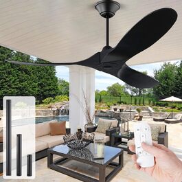 Стеляний вентилятор 152 см з ДК-двигуном, з пультом, 3-лопатевий, для дому та вулиці, з таймером (132/52 дюйми, чорний)
