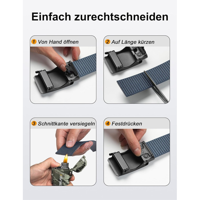 Чоловічий ремінь JUKMO Automatik з нейлону, ширина 3.8 см, з регулюванням, розмір M (91-105 см), довжина 125 см, колір: синій