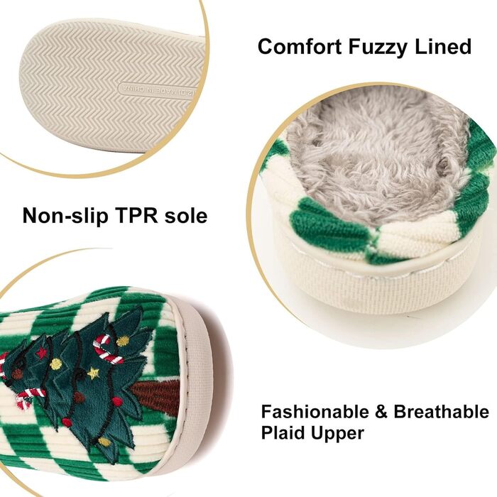 Тапочки халатні для дому Guyarns, жіночі та чоловічі, з м'якою підкладкою з меморі-піни, в клітинку, з антиковзкою підошвою, у формі хмари, для дому та вулиці (42/43 EU, на подарунок на Різдво)