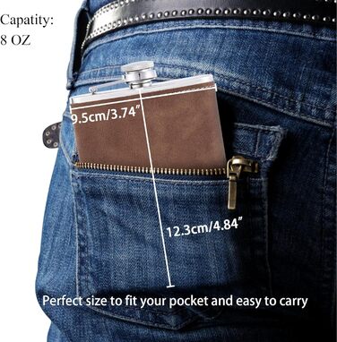 Фляга з гравіюванням, набір фляги з чашкою та воронкою, персоналізовані подарунки (8oz/237ml, коричнева) 8 oz Коричнева універсальна