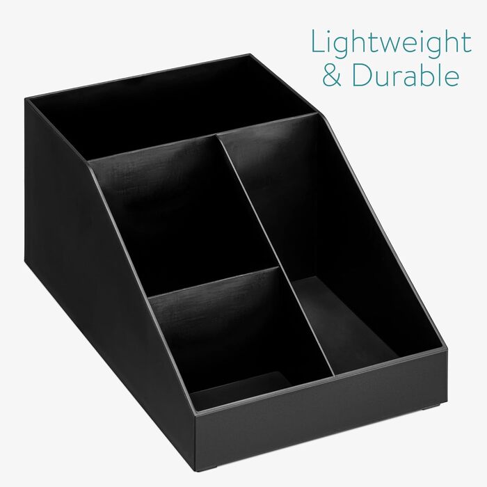 Navaris Coffee Dispenser Organizer - Accessory Storage - Coffee Bar for sugar, milk, napkins, capsules - Coffee Station with 7 Compartments (4 compartments, Black)