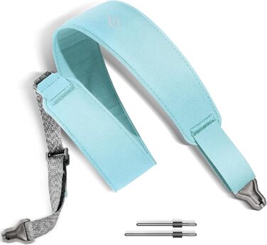Магнітний ремінь для гітари, басу та укулеле ENYA – Швидке закриття, регулюється однією рукою, з імітацією шкіри (Блакитний)