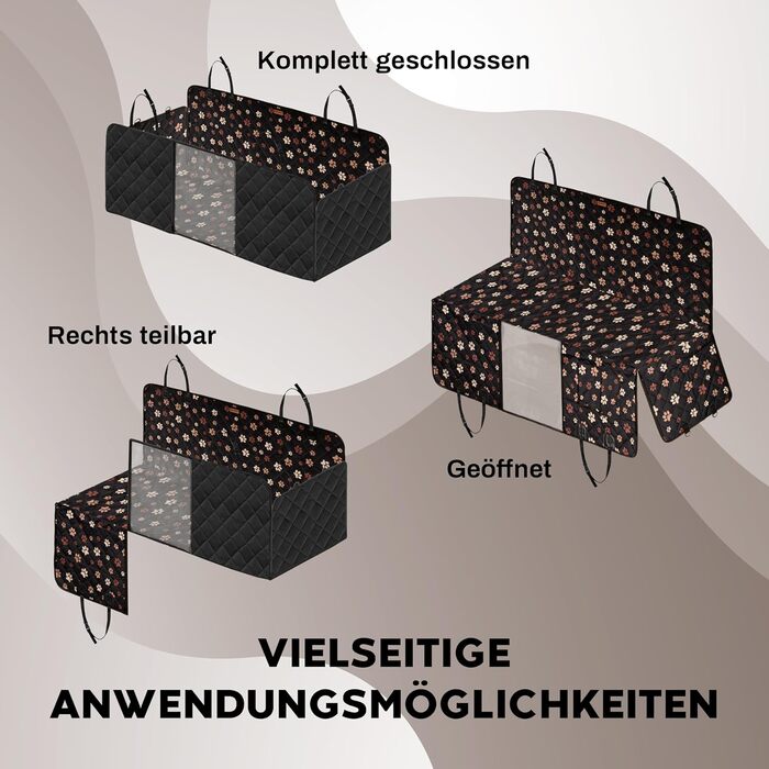 Захист для заднього сидіння автомобіля для собак Hainberger: водовідштовхуючий, анти-царапин, з боковим захистом та оглядовим вікном, 4-в-1, 137x147 см (з візерунком)