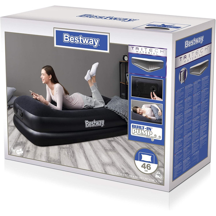 Надувний матрац Bestway Aeroluxe Airbed з вбудованим електронасосом, Queensize 203x152x46 см