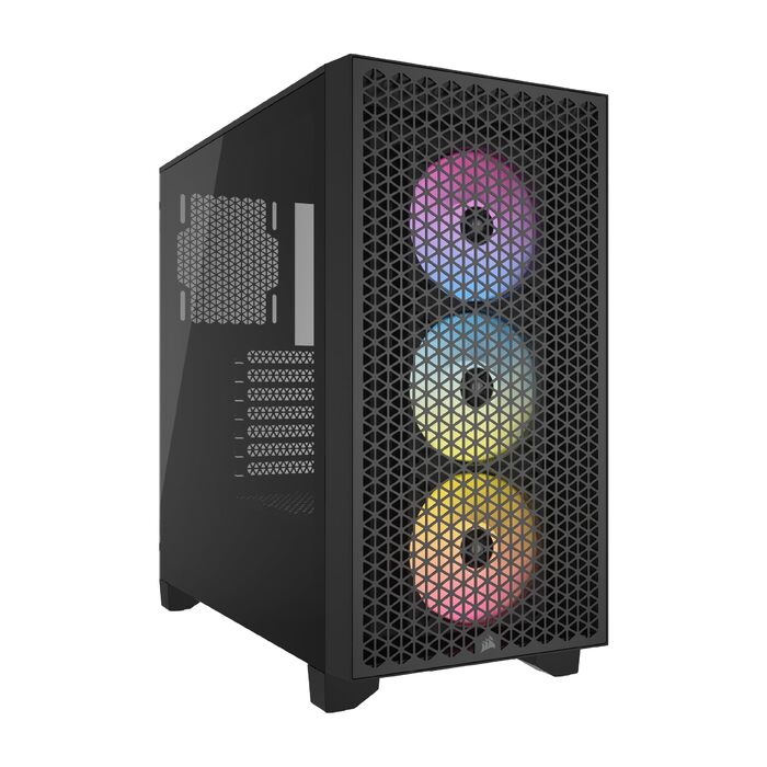 Комп'ютерний корпус CORSAIR 3000D RGB Airflow, Mid-Tower, чорний, з 2 вентиляторами SP120 Elite, підтримка 2x GPU, до 8x 120mm вентиляторів