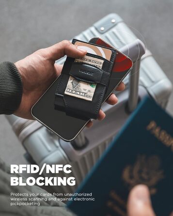 Чоловічий шкіряний картхолдер VULKIT з RFID захистом та вікном для документів, чорний