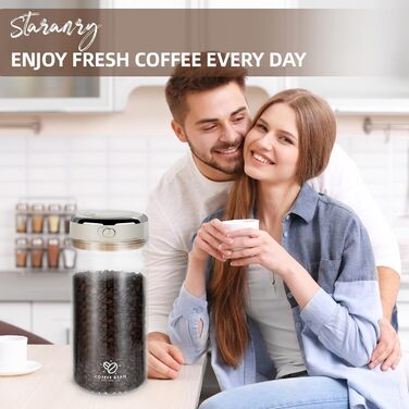 Герметичний контейнер для кави 1700 мл з CO₂-вентилем та індикатором дати, для зберігання кавових зерен, чаю, горіхів, какао. Зберігає свіжість та аромат.