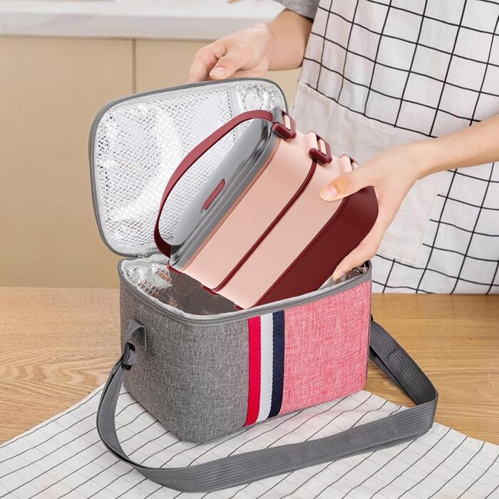 Ланчбокс Brotdose на 3 секції, 2200 мл, з посудом, без BPA, для дорослих, мікрохвильова піч, бежевий