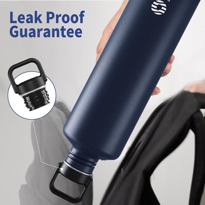 2L Stainless Steel Water Bottle | 2 Liter Single-Wall Water Canteen | Eco-Friendly Reusable Bottle | Plastic-Free and Leak-Proof Metal Water Bottle | 2l Eco Drinking Bottle, Green (Dark Blue)