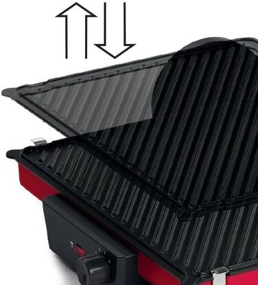 Електричний контактний гриль Bosch TCG4104 3-в-1, 2000 Вт, червоний, з регулюванням температури та знімними алюмінієвими пластинами