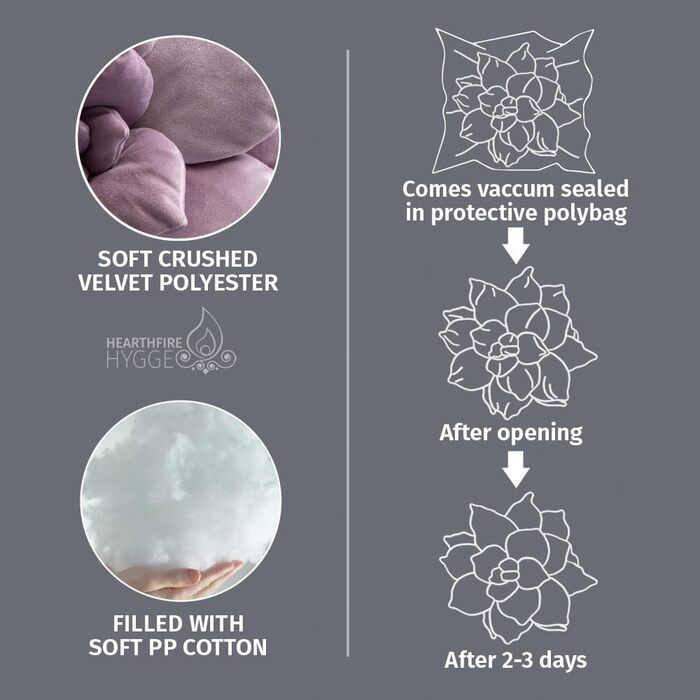 Hearthfire Hygge 3D Large Succulent Pillow, 16.8 inches, Soft Violet Leaf Pillow, Flower-Shaped Pillow, Succulent Decor, Cactus Pillow, Flippy Decorative Pillow, Cactus Plush, Succulent Pillow