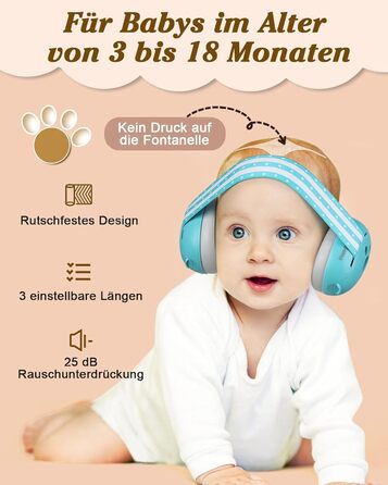 Навушники для захисту від шуму Lilian&Gema для немовлят - 2 в 1, блакитні