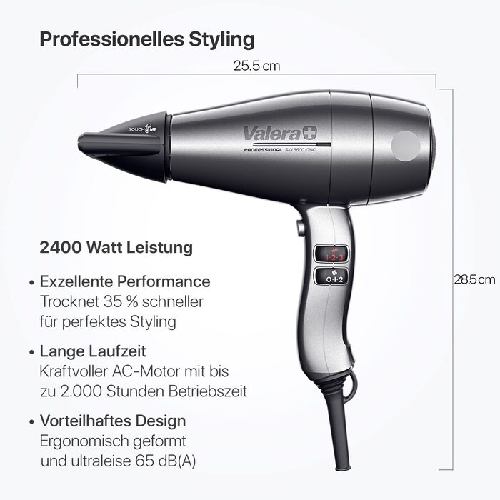 Професійний фен Valera Swiss Silent Jet 8600: 2000W, іонізація, 3 режими, чорний