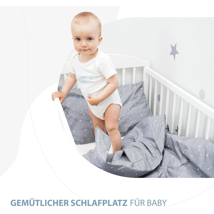 Комплект постільної білизни для дитячого ліжечка Kinderbettwäsche, 100x135 см, бавовна, Oeko-Tex, для хлопчика та дівчинки. Комплект: ковдра 100x135 см та наволочка 40x60 см.