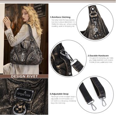 Сумка жіноча Angel Kiss Hobo з PU шкіри бронзового кольору з багатьма відділеннями