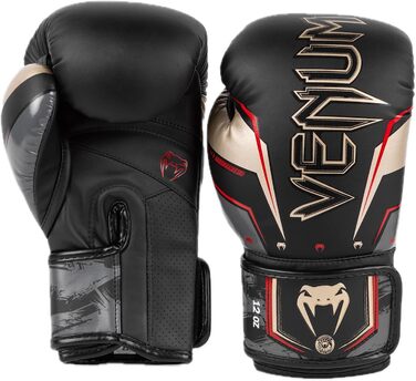 Боксерські рукавички Venum Elite Evo (Чорний, Золотий, Червоний, 12 Oz)