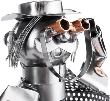 BRUBAKER Wine Bottle Holder Hunter - Bottle Rack Sculpture made of Metal with Gift Card - Silver Wine Gift Height 33 cm