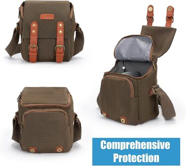CADeN Ретро сумка для камери на плечі для Sony Canon, водонепроникна, для DSLR та беззеркальних камер, легка та компактна (коричнева)