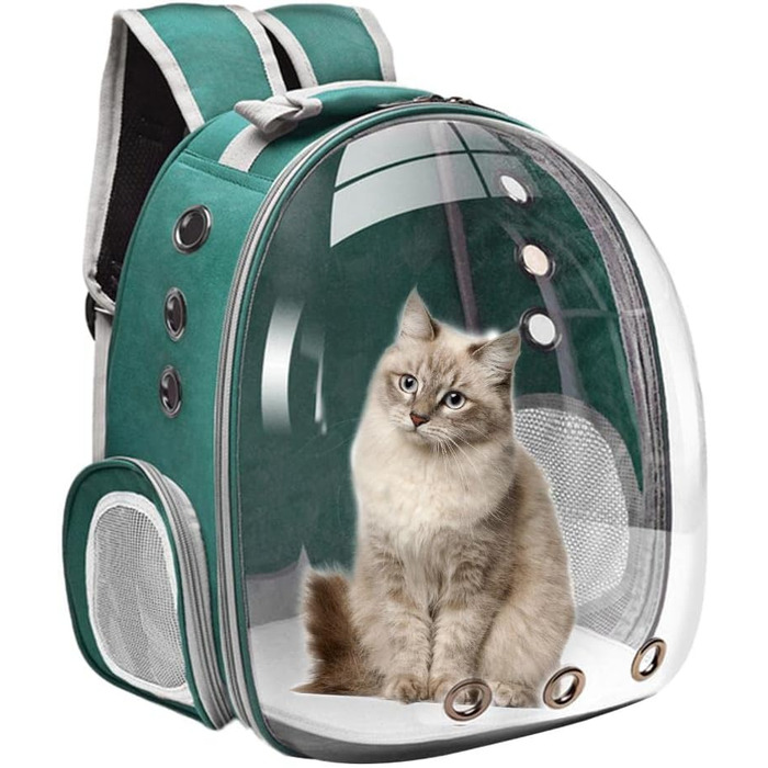 Рюкзак-переноска для кота MagiDeal Premium, велика прозора сумка для тварин, портативна, з вентиляцією, водонепроникна (зелений)